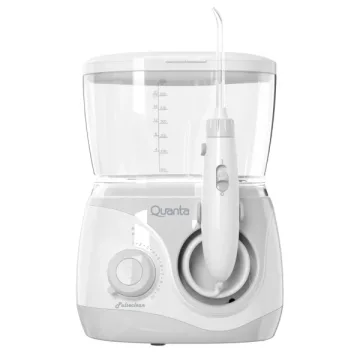 Irrigador Bucal Quanta PulseClean QTIMP318 com 10 níveis de pressão Bivolt 600 ml - Branco Cinza