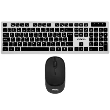 Kit Teclado Sem fio Satellite AK-761G Português + Mouse 1.200 DPI - Prata  Preto
