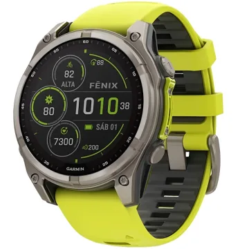 Relógio Garmin Fenix 8 SOLAR Sapphire 010-02906 47 mm com GPS Wi-Fi - Cinza Amarelo