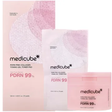 Almofadas Tônicas Medicube PDRN Pink Collagen Toning Gel Pad de 120ml (70 Unidades)