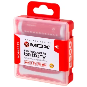 Pilha Recarregável AA MOX MOB4AA23 de 2.300 mAh 1.2V - 4 Unidades