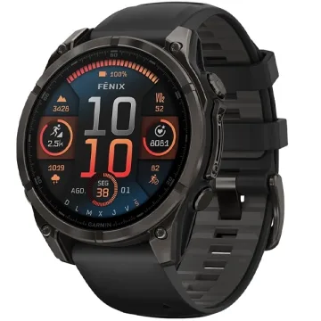 Relógio Garmin Fenix 8 AMOLED Sapphire 010-02904 47 mm com GPS Wi-Fi - Preto Cinza