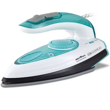 Ferro de Passar Britânia Travel Ceramic de 1.200 watts Antiaderente + Spray Bivolt - Branco Azul