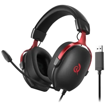 Headset Gaming QCY Heroad VN200 Pro BH25H7GMA com USB para PC PS4 PS5 - Preto Vermelho