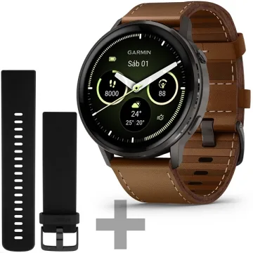 Relógio Garmin Venu 4 010-03014 45mm com GPS Wi-Fi - Preto Marrom + Pulseira