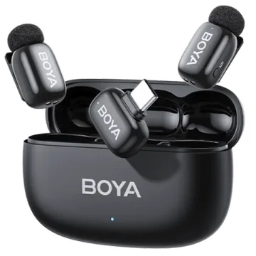 Microfone Sem Fio para Smartphone Boya Mini 2-02 com USB-C - Preto
