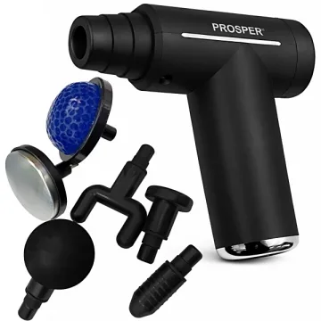 Massageador Muscular Prosper P-1132 com 6 Cabeças Recarregável - Preto Prata