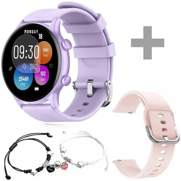 Relógio G-Tide R5 Lite com Bluetooth - Roxo + Pulseira