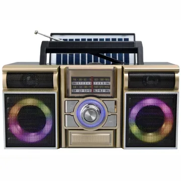 Rádio Portátil MegaStar RX1000BTD com SD USB Bluetooth - Preto Dourado