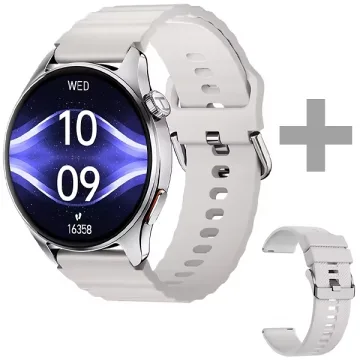 Relógio Haylou Watch 4S HF012 com GPS Bluetooth - Prata Bege + Pulseira (Anatel)