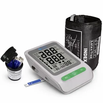 Aparelho de Pressão e  Medidor de Glicose Digital para Braço More Fitness MF-600 Tela LCD - Branco Cinza