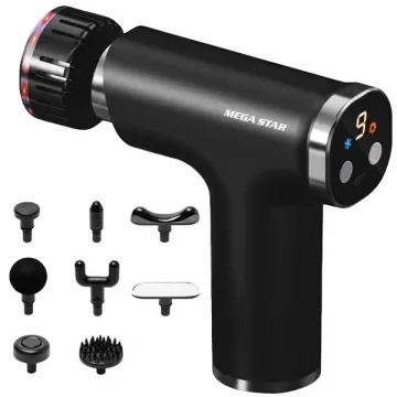 Massageador Muscular MegaStar FMA14 com 9 Cabeças Recarregável - Preto