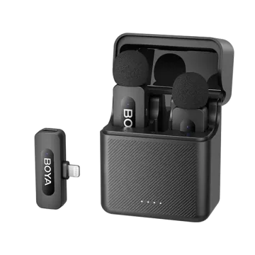 Microfone Sem Fio para Smartphone Boya BY-V3 com Lightning - Preto