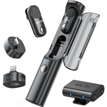 Microfone Sem Fio para Smartphone Boya Magic-04 com USB-C Lightning - Preto (Anatel)