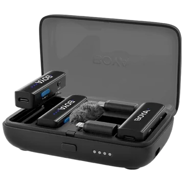 Microfone Sem Fio Boya Boyalink com USB-C Lightning Mini Jack 3.5 mm - Preto
