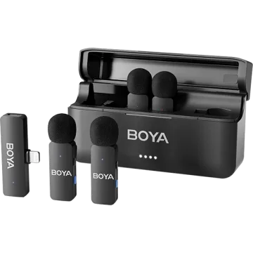 Microfone Sem Fio para Smartphone Boya BY-V4D com Lightning - Preto