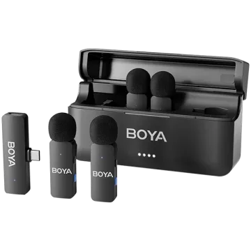 Microfone Sem Fio para Smartphone Boya BY-V4U com USB-C - Preto