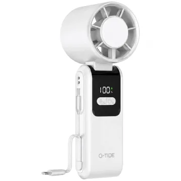 Mini Ventilador G-TiDE FH02 5 Pás Recarregável com Carregador Portátil - Branco