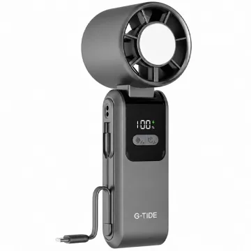 Mini Ventilador G-TiDE FH02 5 Pás Recarregável com Carregador Portátil - Cinza