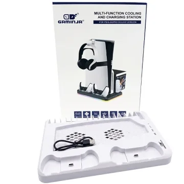 Suporte com Base de Recarga GAMINJA P58 para PlayStation 5 - Branco