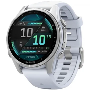 Relógio Garmin Fenix 8 AMOLED 010-02903 43 mm com GPS Wi-Fi - Silver Whitestone