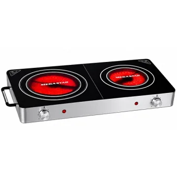 Fogareiro Elétrico Infravermelho MegaStar ER584 3.000 watts 220 - 240 V ~ 50 60 Hz - Prata Preto