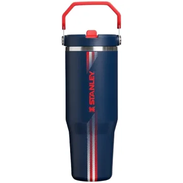 Garrafa Térmico Stanley The IceFlow Flip Straw Tumbler de 887 ml - Team Navy Red