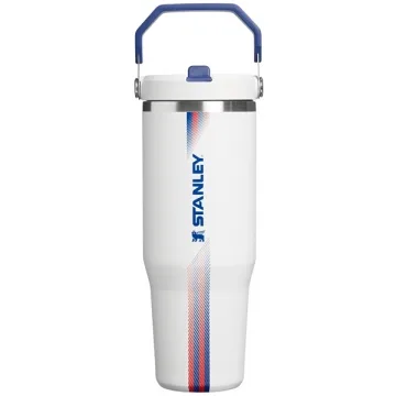 Garrafa Térmico Stanley The IceFlow Flip Straw Tumbler de 887 ml - Team White Dark Blue