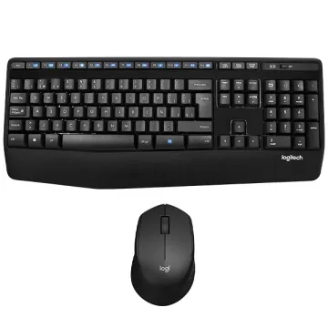 Kit Teclado Sem Fio Logitech MK345 Comfort Espanhol + Mouse 1.000 DPI - Preto