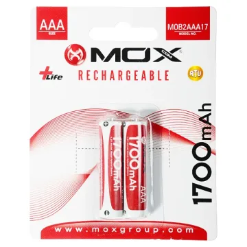 Pilha Recarregável AAA MOX MOB2AAA17 de 1.700 mAh 1.2V - 2 Unidades